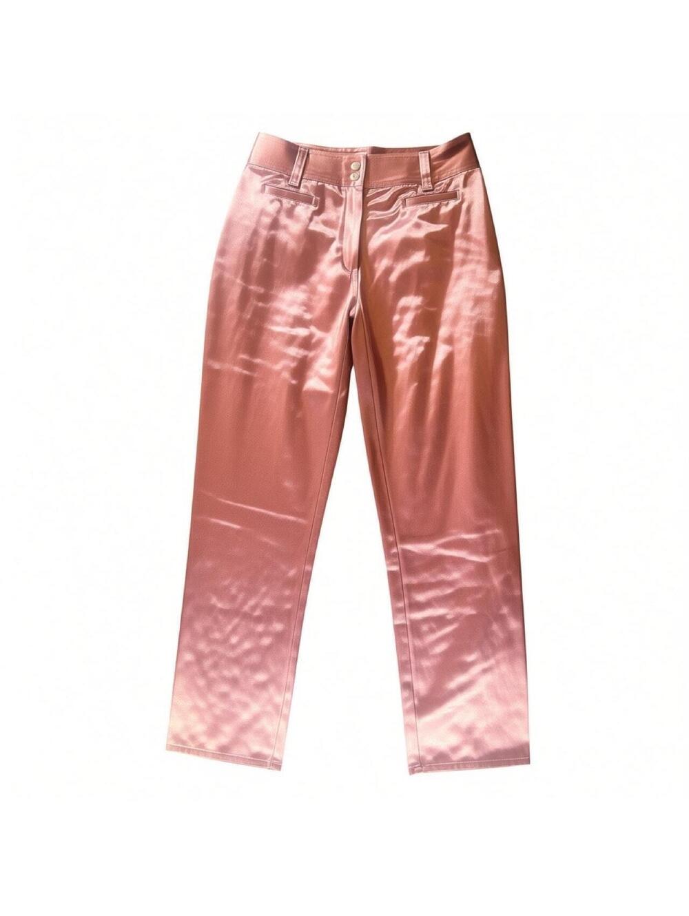 Vintage Express Bleus Pink Satin Metallic Straight Leg Pants